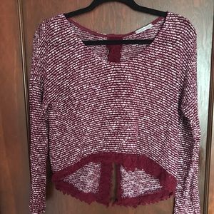 Maroon open back long sleeve